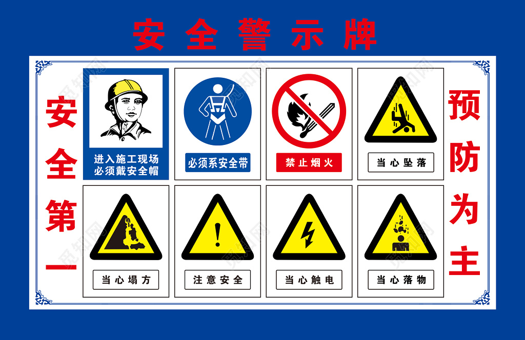 建筑施工工地安全警示牌安全第一预防为主制度牌