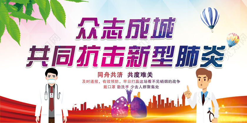 众志成城共同战胜新型冠状病毒肺炎疫情宣传海报