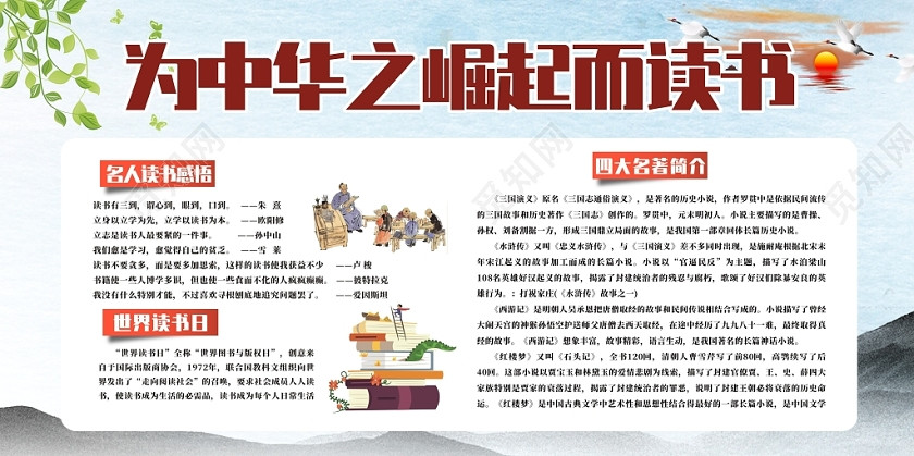 蓝色创意学校名人名言学校展板读书宣传栏图片下载 觅知网